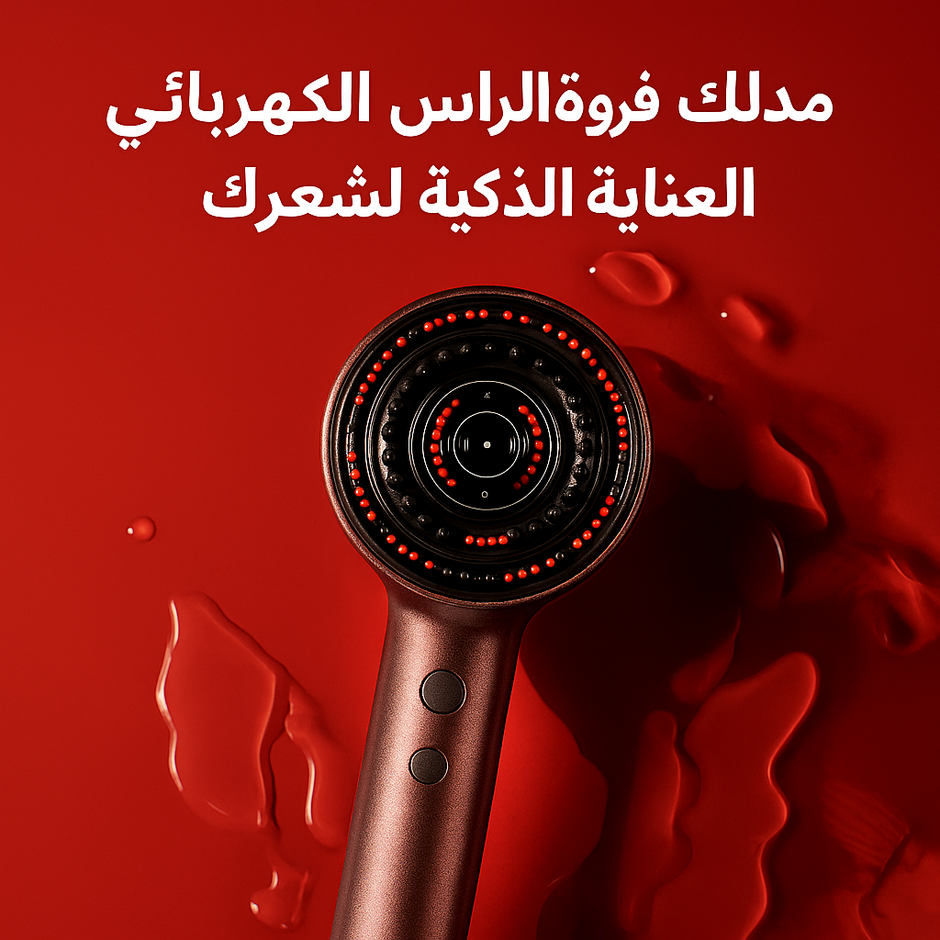 فرشاة تدليك كهربائية لفروة الرأس – لتحفيز نمو الشعر بشكل استرخاء فوري