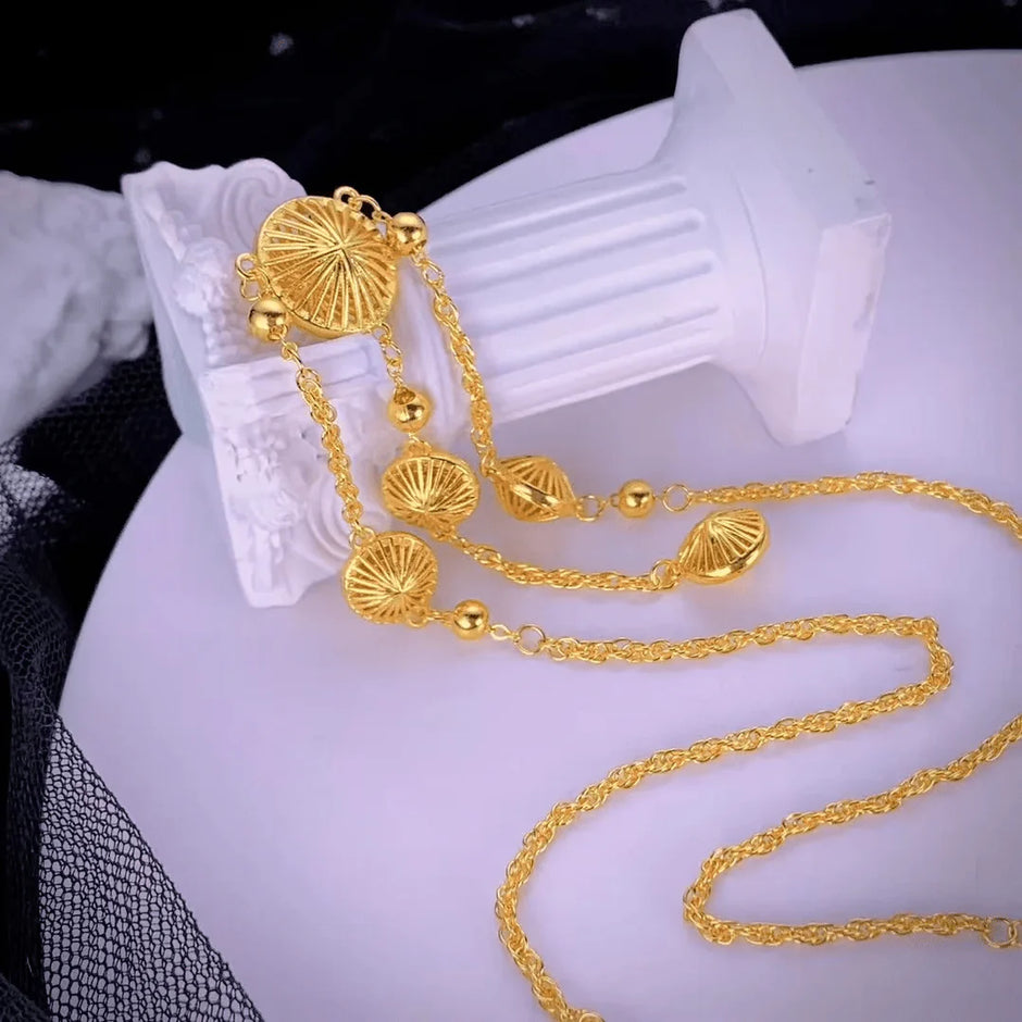 قلادة شرابة دائرية ذهبية