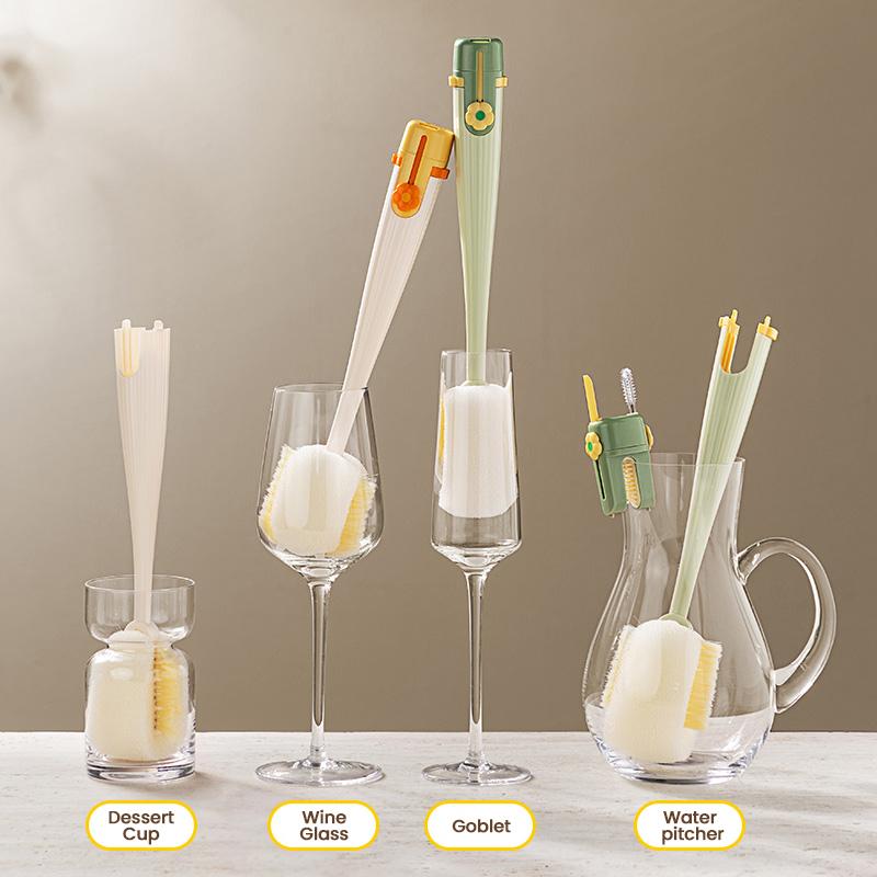 مجموعة فرشاة تنظيف الزجاجات 5×1 متعددة الوظائف LYOXYL™ – 3 قطع لتنظيف الأغطية، القش، والفجوات في المطبخ