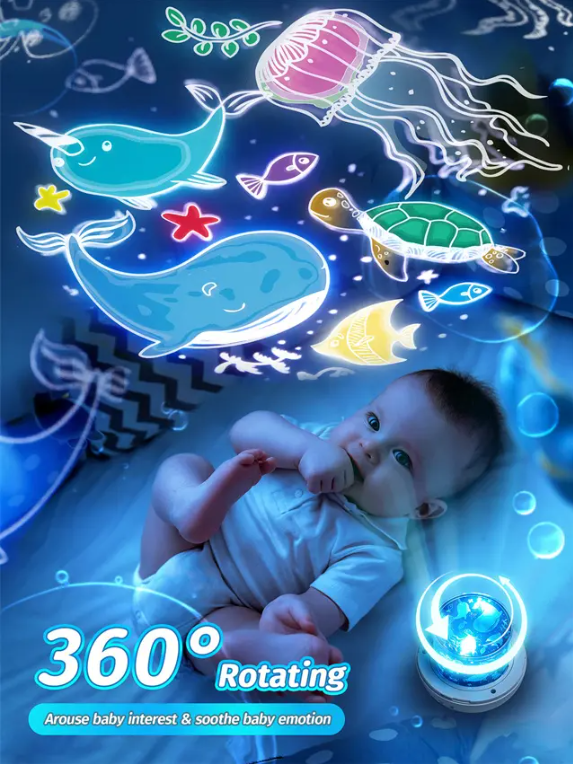 جهاز عرض ضوء الليل للأطفال – 15 مشهد مجرة، دوران 360°، قابل للشحن USB للبنات والأولاد